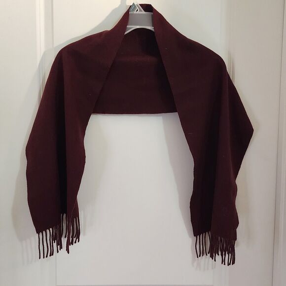 Mila Schon Muffler Wrap Scarf Neckerchief Wool Cashmere Wine Red